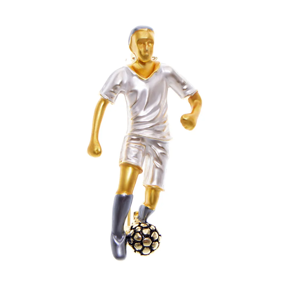 CINDY XIANG 4 Colors Enamel Football Player Brooch Vivid Design Sport Man Brooch Pin Fashion Jewelry Good Gift - Окраска металла: white