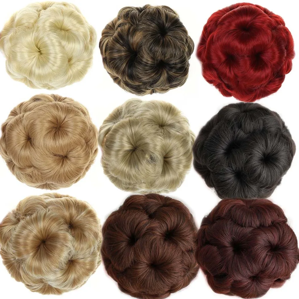 

Nine flowers chignon bun Hair Extensions bridemakeup Headwear Synthetic Chignon For White