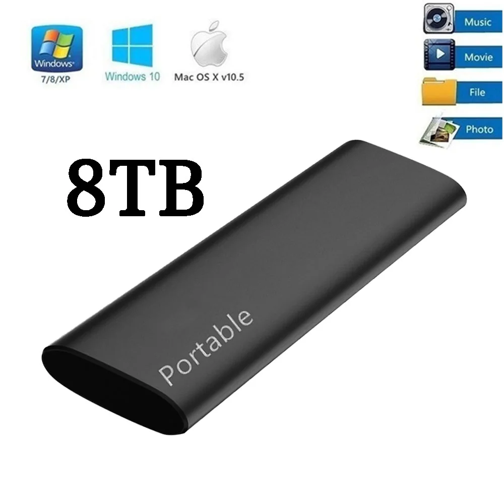 Внешний твердотельный накопитель 8 ТБ Портативный Накопитель SSD 1 ТБ/2 ТБ/4 внешний