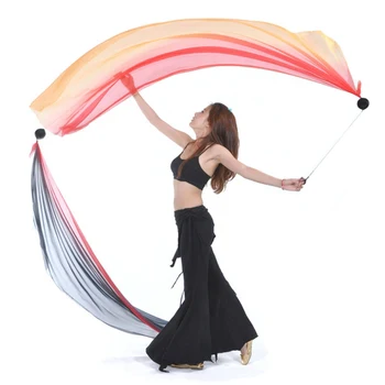 

2Pcs Silk Veil And 2 Pcs POI Chain Ball Belly Dance Silk Veil POI Streamer Stage Thrown Balls Women Belly Dance Level Hand Props