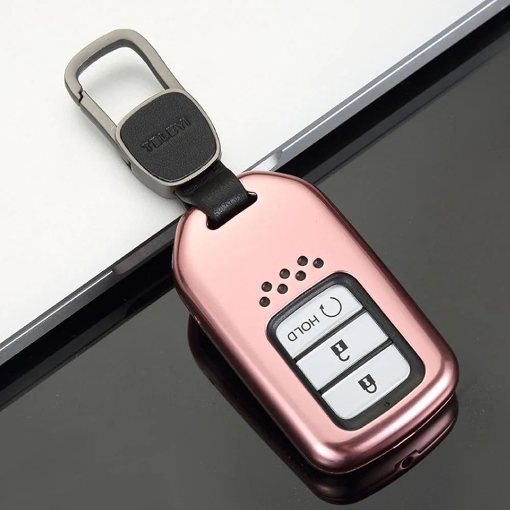 RosegoldMetal buckle Чехол для ключей из сплава для Honda jade Fit vezel Civic XR-V CRV Accord Crosstour CRIDER Spirior ELYSION Odyssey 2 3 4 чехол для ключей с кнопками - Название цвета: RosegoldMetal buckle