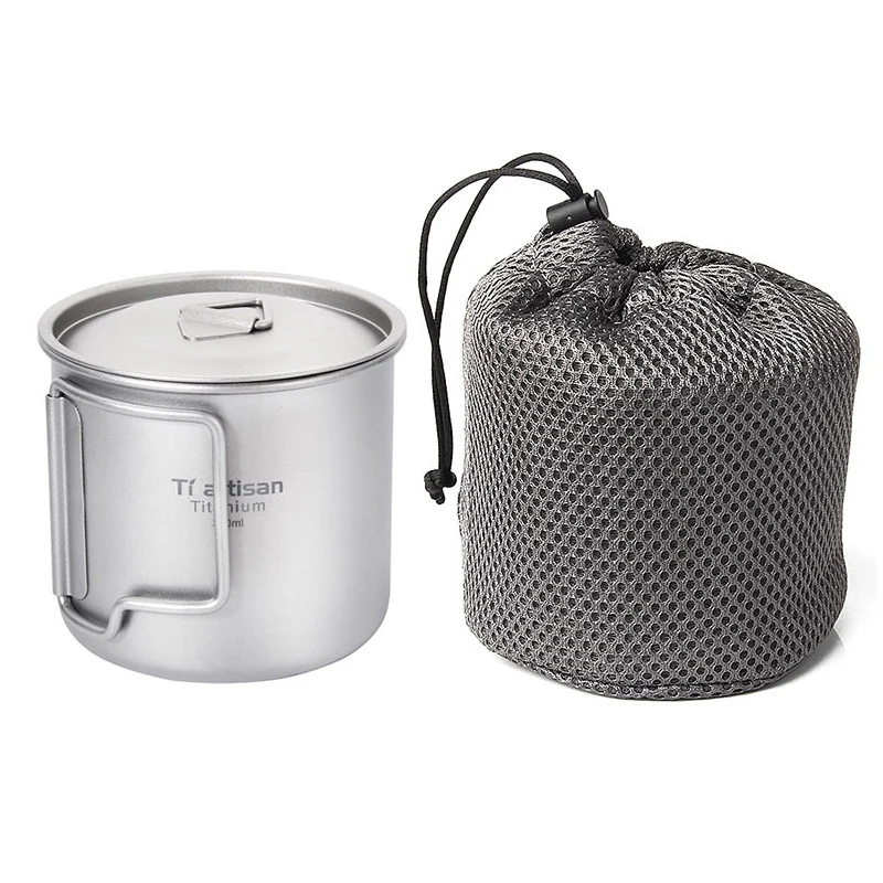 

Tiartisan Kitchen Coffee Mugs 350ml Ultralight Metal Milk Titanium Cup Mug Handgrip Drinkware with Cover For Home Outdoor Travel