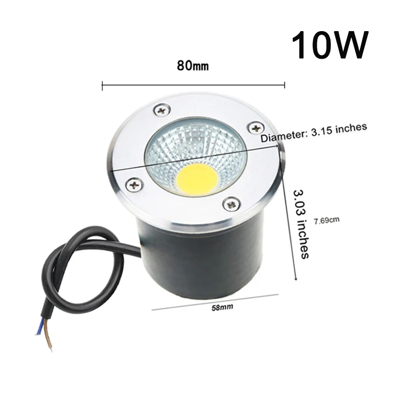 80mm 10W Светодиодный светильник 1 Вт, 3 Вт, 5 Вт, 7 Вт, светодиодный напольный светильник, ландшафтный сад, квадратная дорожка, погребенный двор, 85-265 в, 12 В, IP67 - Emitting Color: 80mm 10W
