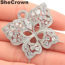 37x37 мм длинные большие тяжелые 11,6 г Бабочка Белый сапфир женские вечерние серебряные броши