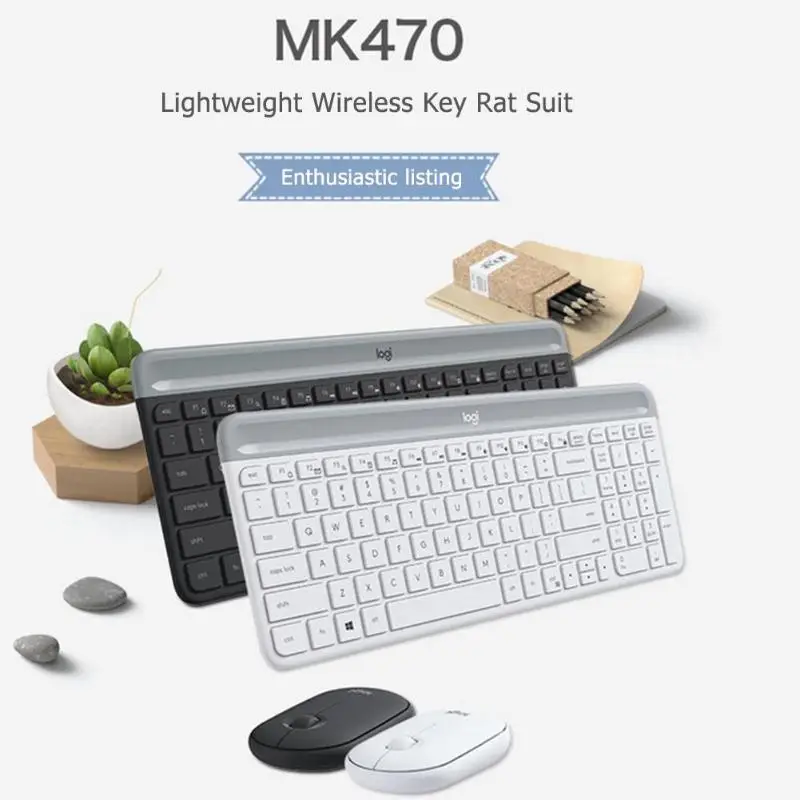 Беспроводная клавиатура lotech MK470 с нано-приемником, простой модный бесшумный офисный комплект оптической мыши 2,4 ГГц 1000 dpi
