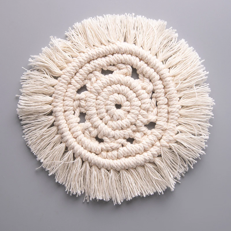Macrame Coaster Handmade Placemat For Dining Table Cotton Woven Bedside