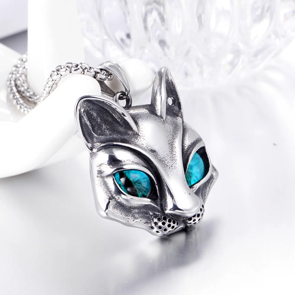 Цепочка с подвеской в виде головы кошки из нержавеющей стали|Ожерелья подвеской|