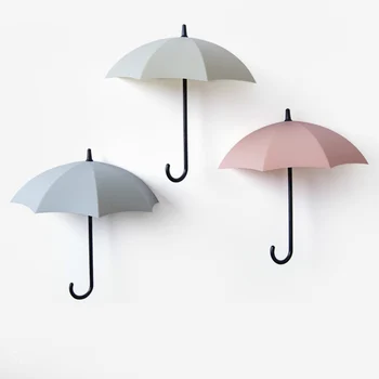 

3 Pcs/Set Self-adhesive Kitchen Hooks Creative Design Cute Umbrella Wall Hanger Wall Decor Clothes Coat Hat Hanger