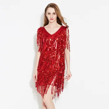 

Latin Dance Dress Sexy Fringe Women Dance Costumes New Fashion Sleeveless Sequin Dress Clothing cheap Wholesale dance dress