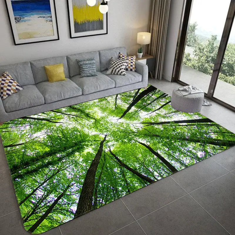 ABAKUHAUS Tappeto Da Parete Arazzo 150x110 Cm – Motivo Foresta Tropicale Green & Blue, Microfibra Morbida