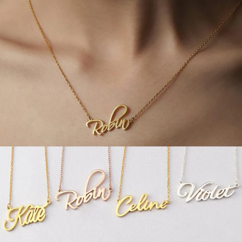 

CUSTOM PERSONALIZED WOMEN'S CROWN NAME NECKLACE IN GOLD TONE REAL STAINLESS STEEL BEST FRIEND SISTER GIFTS FREE NICKLE