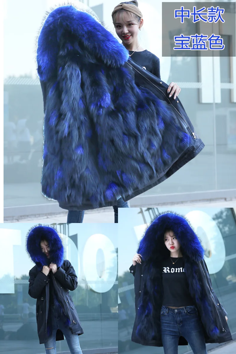 Женские зимние пальто парка с натуральным мехом енота с капюшоном воротником из натурального Лисьего меха внутри России Женская куртка одежда