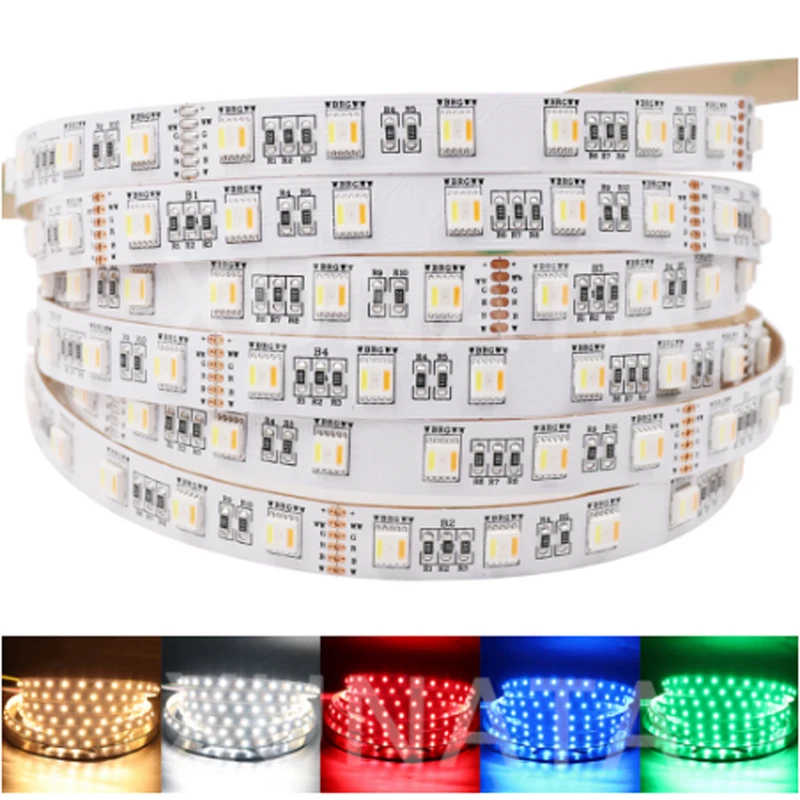 

LED Strip Light 5IN1 RGB+CCT LED Strip 5050 60leds DC12V 24V 5 Colors in 1 chip CW+RGB+WW RGBW RGBWW flexible Led Tape Light