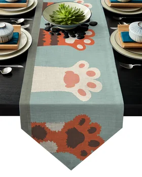 

Cat Paw Animal Cartoon Table Runner Table Flag Home Party Decorative Tablecloth Table Runners