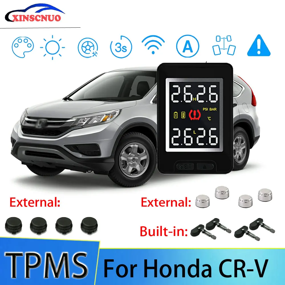 

XINSCNUO Car TPMS For Honda CRV CR-V Tire Pressure And Temperature Monitoring System With 4 Sensors