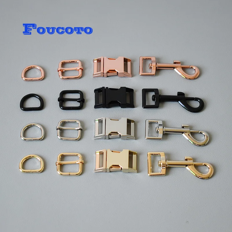 

1 set Metal release buckles D rings sliders 20mm for paracord puppy rope dog collar adjustable buckles DIY sewing accessories