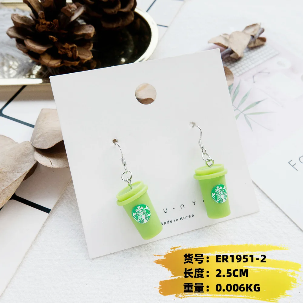S925 серьги Kawaii с молочным чаем и мороженым, новинка, серьги с кофейной чашкой для женщин, Детские аксессуары для девочек, модные ювелирные изделия - Окраска металла: 2