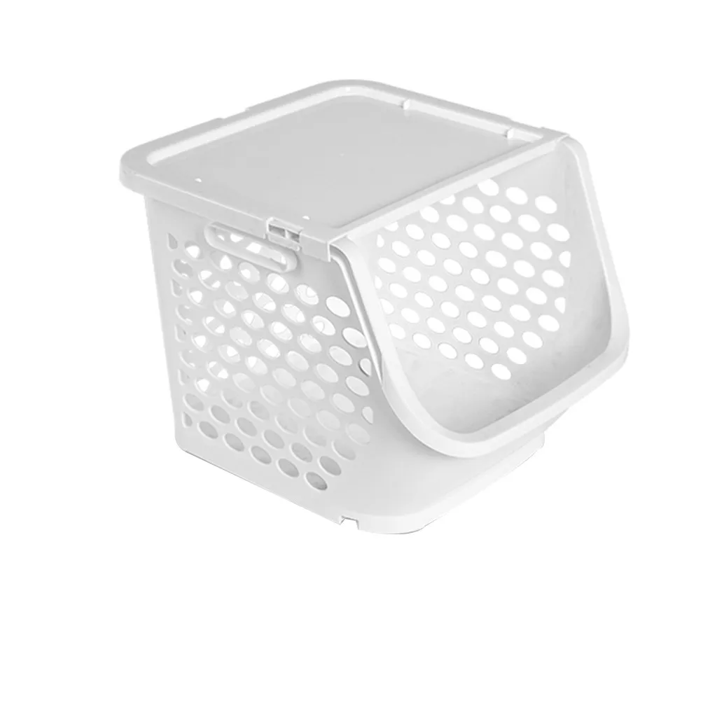 lattice storage basket thickening multi-functional floor shelf Stackable fruit and vegetable basket kitchen plastic square