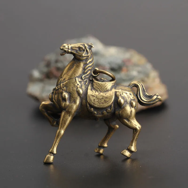 Copper Running War Horse Figurines  (2)