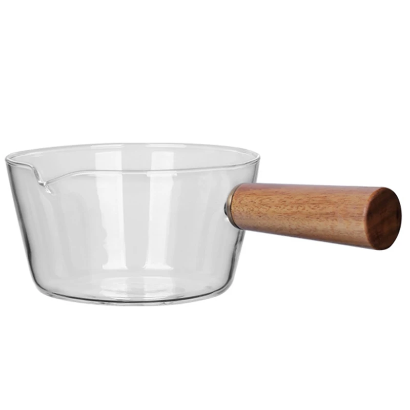 Стеклянный молочный горшок с деревянной ручкой, кухонный горшок для салата, супа, лапши, газовая плита, кухонная посуда