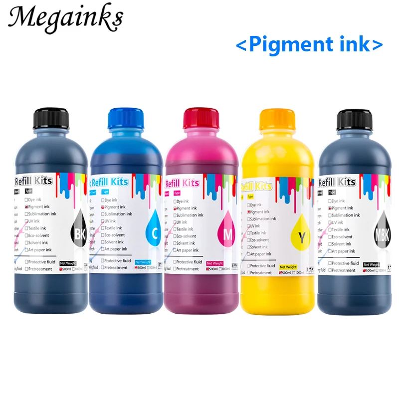 5PC 500ML Pigment Ink for Epson SC T3000 T5000 T7000 T3200 T5200 T7200 T3270 T5270 T7270 T3270D T5270D T7270D T3070 T5070 T7070