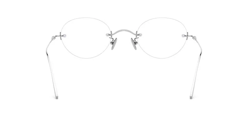 silver Pure titanium eyeglass frame high-grade glasses 1869 round rimless glasses myopia reading glasses - Цвет оправы: silver