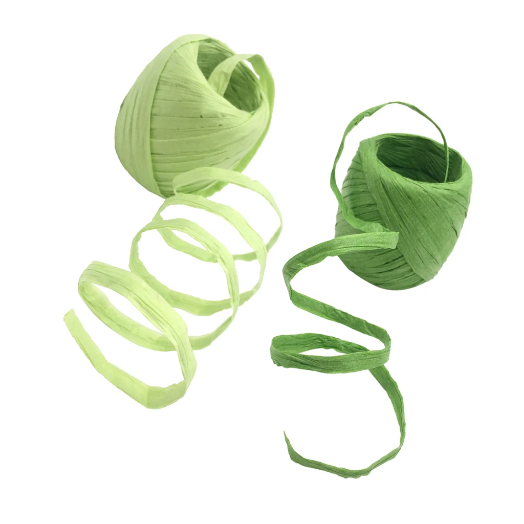 2pcs Easy Cheap and Convenient Paper Raffia Ribbon Decorating Flowers Gifts Crafts Scrapbook Natural Ribbons for Wedding 20m