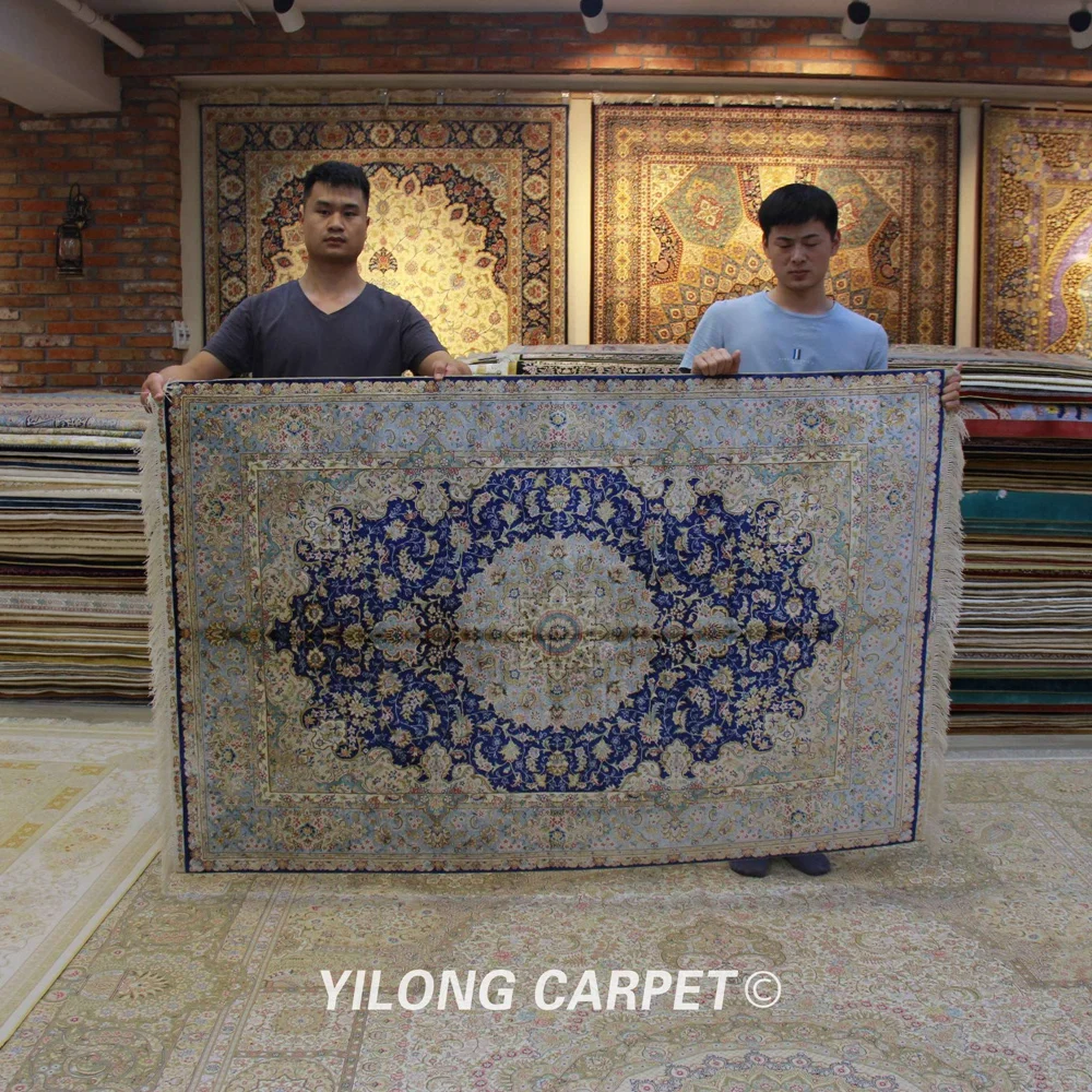 Yilong 4'x6' Traditional tabriz carpet dark blue vantage cheap oriental rugs (ZQG317A) | Дом и сад