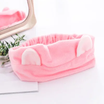Pink Повязка для мытья волос, макияж, лента для волос, Корея, милые свежие кошачьи уши, красота, платок, маска, лента для волос, повязка для волос - Цвет: Pink