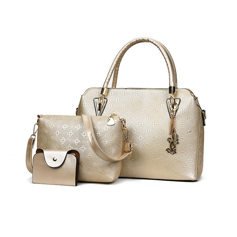 

2019 New Style WOMEN'S Bag Simple Three-piece Set Different Size Bags Top Grade Embossed One-Shoulder Handbag