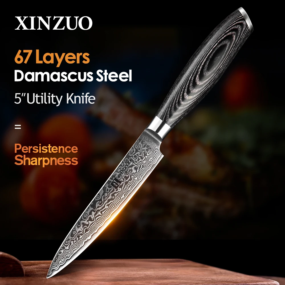 XINZUO 5 &quotнож 67 слоев Япония Дамасская сталь кухонные ножи Pakkawood ручка Ультра Острый универсальный нож для