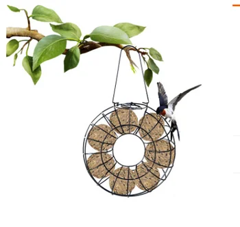 

Bird Feeder Windproof Rainproof Fat Ball Holder Black Round Wreath Metal Hanging Style Outdoor Bird Feeder With Large Food Ring