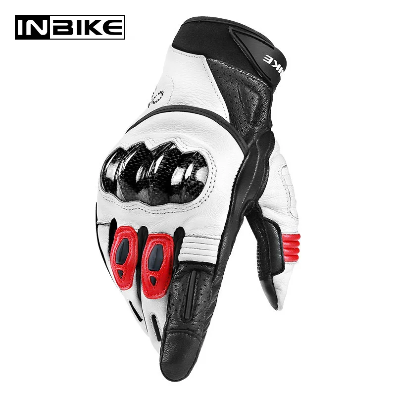 INBIKE перчатки из козьей кожи, мотоциклетные мужские перчатки для мотоцикла, амортизирующие накладки, защитное снаряжение, мотоциклетные перчатки из углеродного волокна