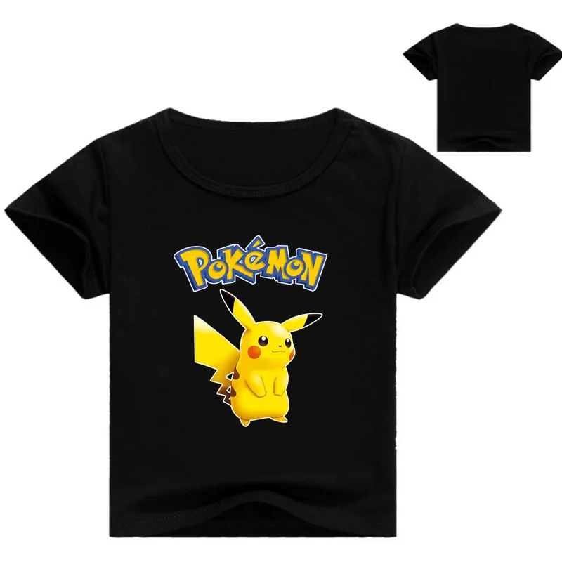 От 2 до 15 лет футболка Pokemon/Детская летняя одежда футболка с Пикачу детская футболка для мальчиков футболка с короткими рукавами для маленьких девочек - Цвет: black2  1059