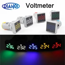 22 MILLIMETRI FAI DA TE Mini Digital Voltmetro Rotonda AC 60-500V Volt di Tensione del Tester del Tester Monitor Indicatore LED di Alimentazione luce Della Lampada pilota Display