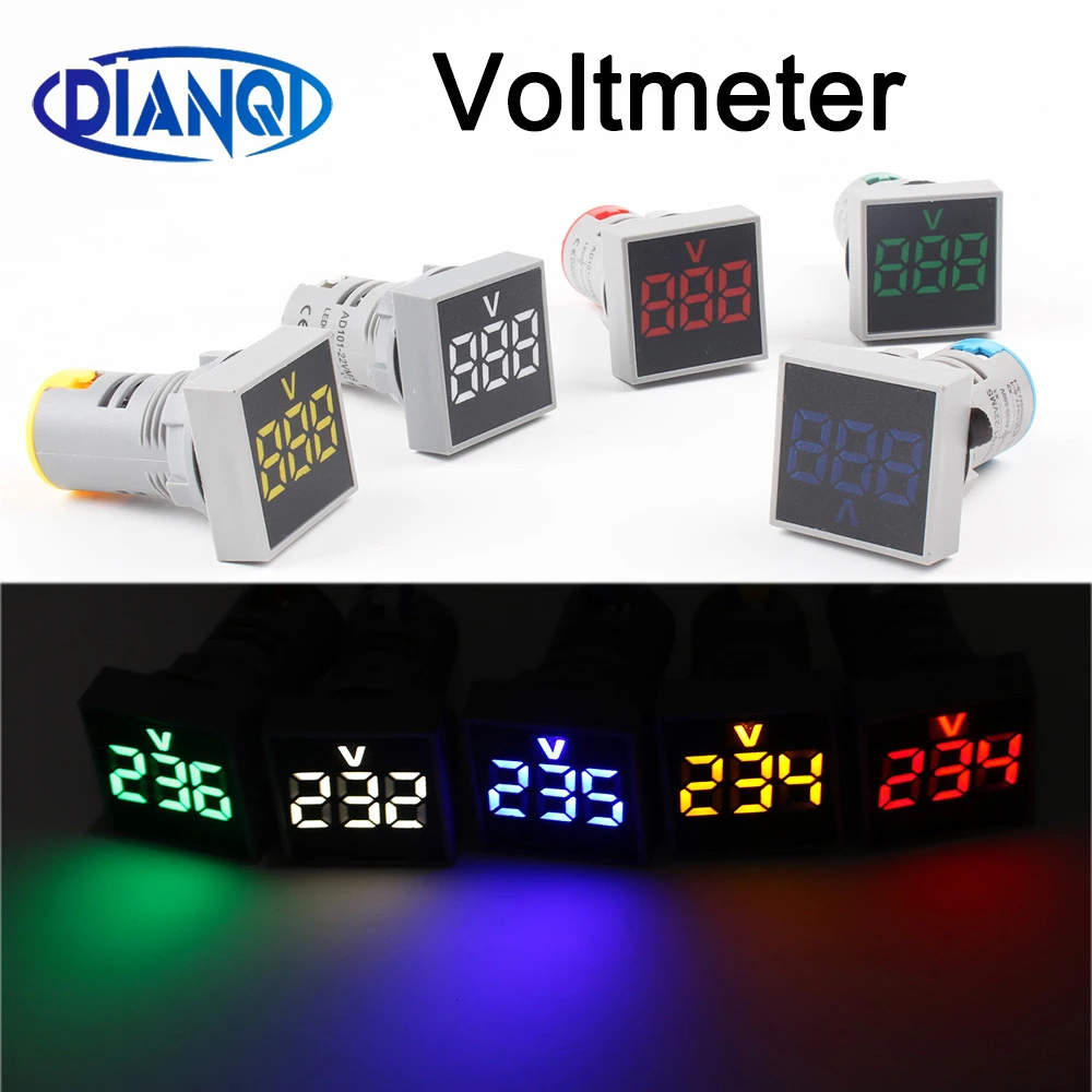 22MM AC60-500V 3 Color LED Voltmeter Voltage Meter Indicator Pilot Light  DIY 