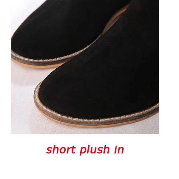 VIISENANTIN/замшевые ботинки «Челси» на квадратном каблуке в британском стиле; цвет бежевый, черный; удобные ботинки martin; универсальная обувь - Цвет: short plush in