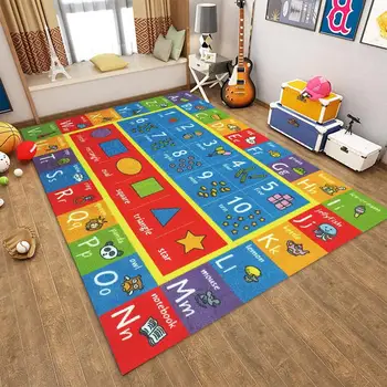 

Baby Plush Carpet Digital Graphic Letter Pattern Carpet Mat Anti-Skid Shatter-Resistant Game Crawling Mat