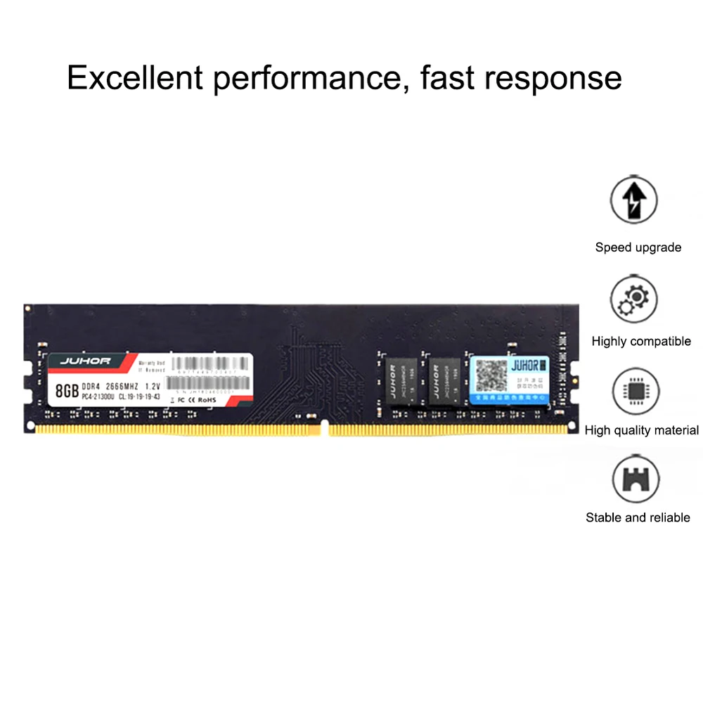 JUHOR Оперативная память DDR3 2 ГБ/4 ГБ/8 Гб оперативной памяти, 16 Гб встроенной памяти, 1600 МГц DDR4 4 ГБ 8 ГБ оперативной памяти, 16 Гб встроенной памяти, 2400/2666 МГц U-DIMM PC4-21300 288 pin non-ecc(без коррекции ошибок) Материнская плата памяти Оперативная память