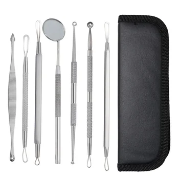 

7pcs Stainless Steel Blackhead Pimple Blemish Remover Extractor Kit with Pouch