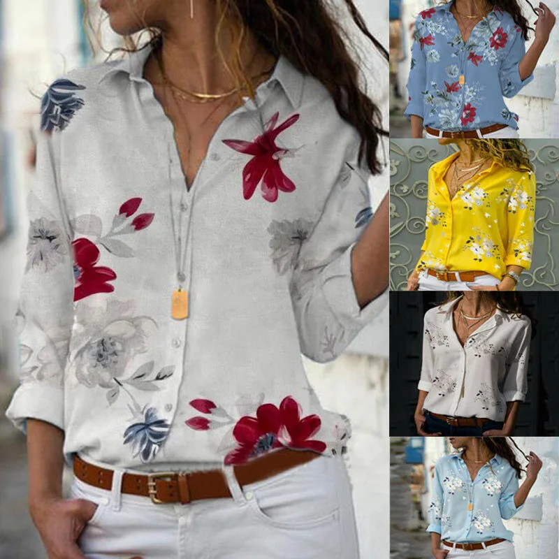 

Women Print Shirts Short Sleeves Slim Fit Breathable Female Tops for Summer QL Sale