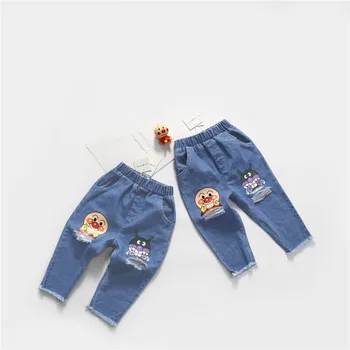 

Tonytaobaby Spring New Boy's and Girl's Baby Fur Fringed Cartoon Jeans Pants