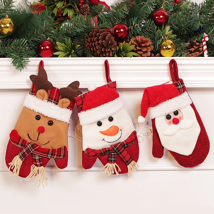 

Christmas Kids Candy Bags Pouch Cotton Santa Claus Snowmen Xmas Gift Bag Children Bag Drawstring Container