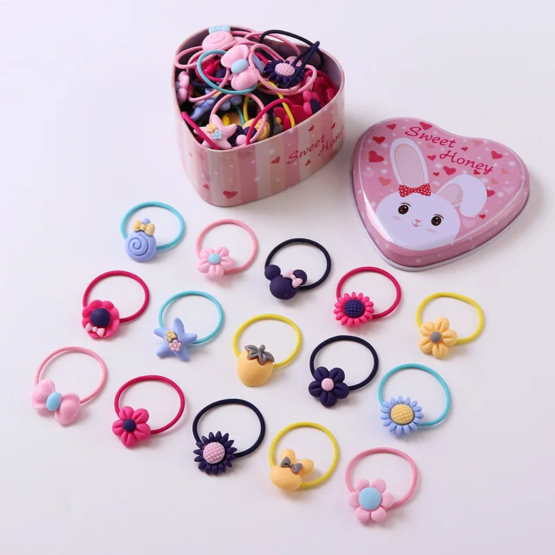 

20pcs/Lot New Gift Box Packed Girls Cute Cartoon Elastic Hair Bands Headwear Scrunchies Rubber Bands Headbands Hair Accessories