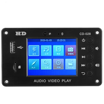 

HD Car Non-Destructive Full Format MP5 Bluetooth 5.0 Calendar Clock Alarm Clock 2.8 Inch TFT Screen FM Audio Module