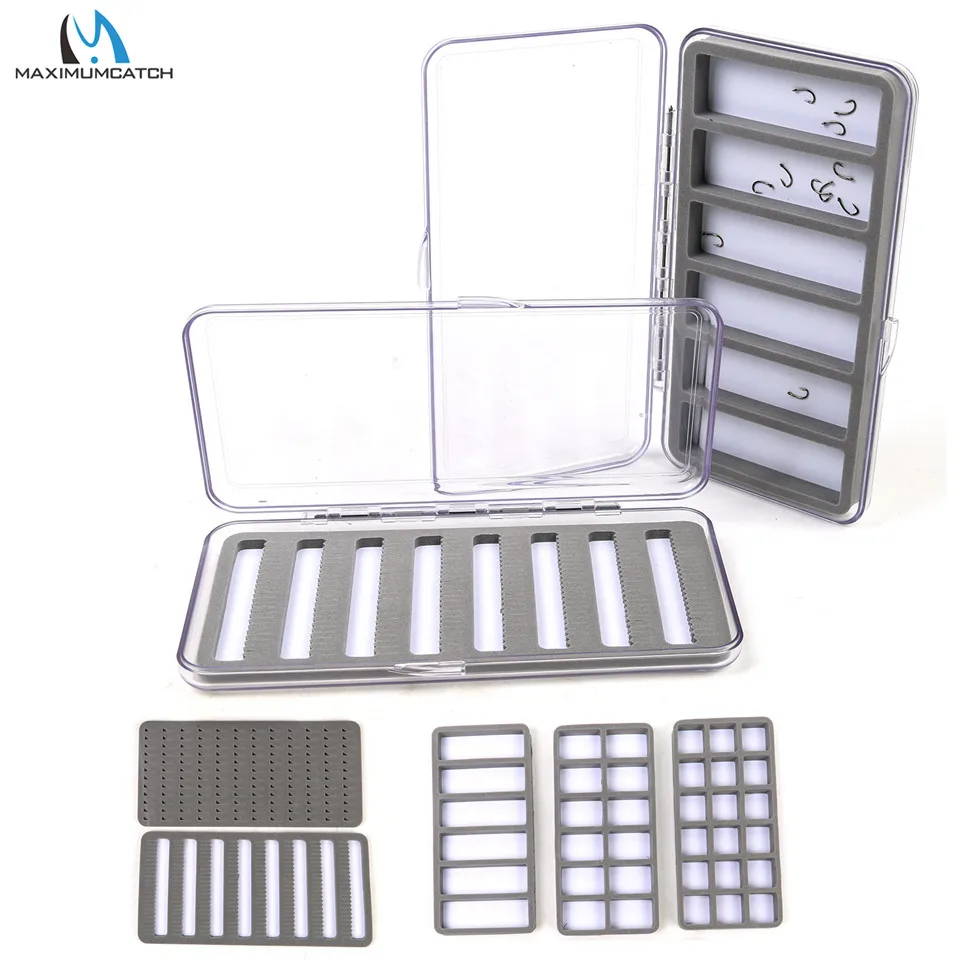 Maximumcatch WT 186*93mm Slim Fly Fishing Box Waterproof  Transparent Trout Flies Hooks Fly Tackle Box with One-Side Patch