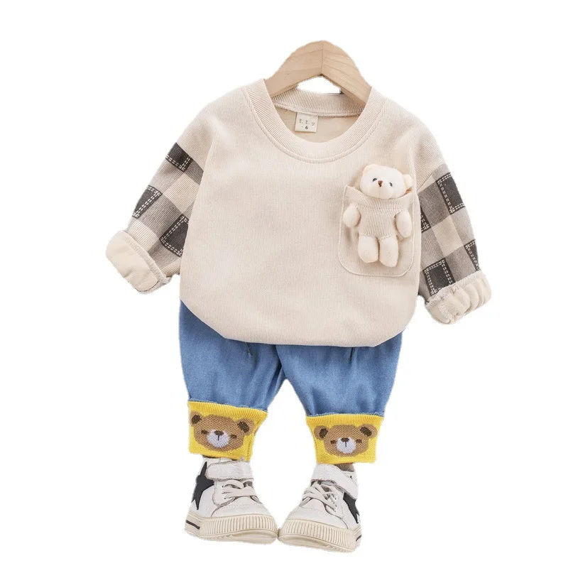 

Детская модная одежда на весну и осень, хлопковая футболка и штаны для маленьких мальчиков и девочек, 2 шт./компл., повседневный костюм для малышей, детский спортивный костюм для младенцев