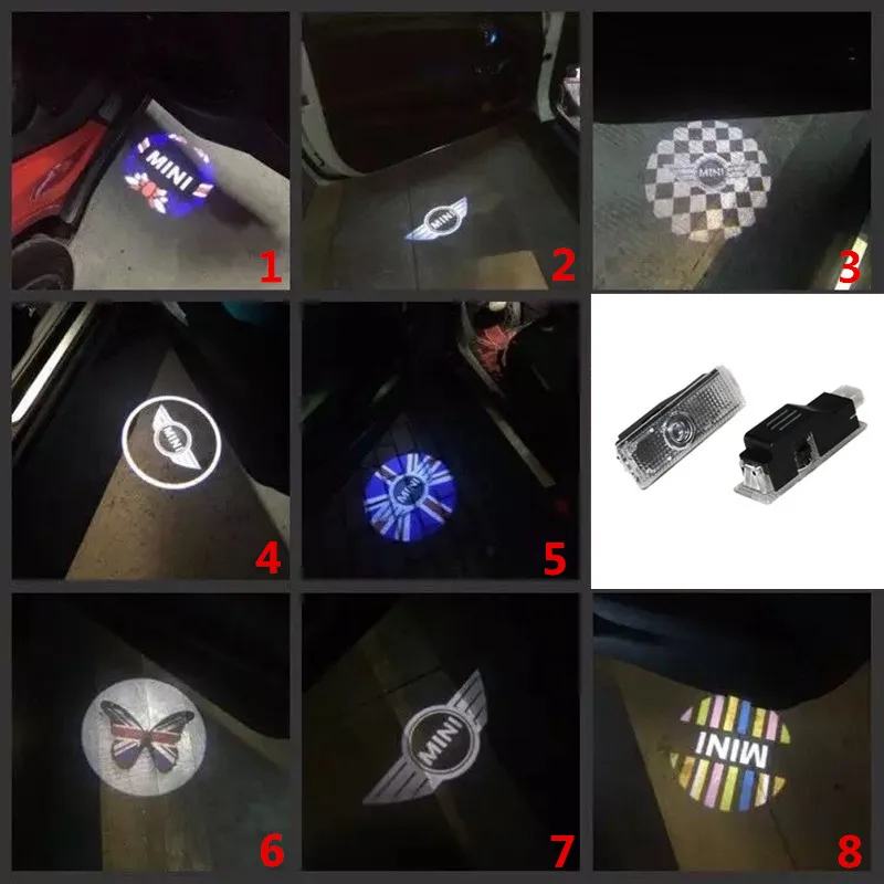

2X LED Car Door Warning Welcome Logo Light Projector Lamp For Mini Cooper R55 R57 R58 R59 R60 R61 One S Countryman JCW