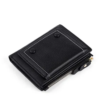 

Simple wild wallet ladies first layer cowhide short change pockets
