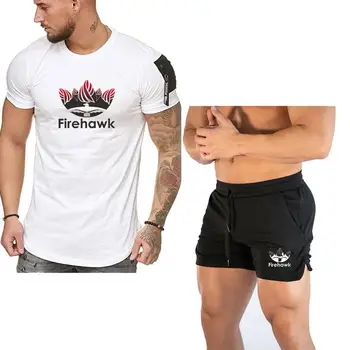 

2020 Trend Men's Shorts Set Tracksuit 2 Piece Set Short Sweatshirt and Shorts Men Beach Casual T-shirt Set Sportswear Set